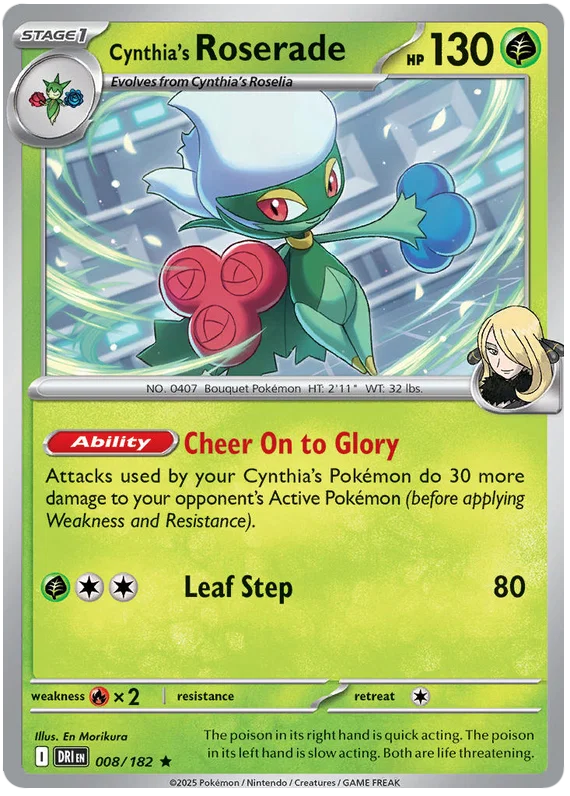 Cynthia's Roserade Holo (008/182) - Destined Rivals