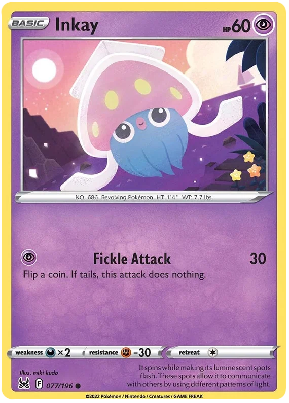 Inkay [Reverse Holo] (077/196) - Lost Origin