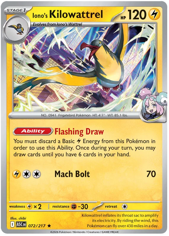 Iono's Kilowattrel [Holo] (072/217) - Ascended Heroes