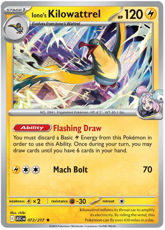 Iono's Kilowattrel [Holo] (072/217) - Ascended Heroes