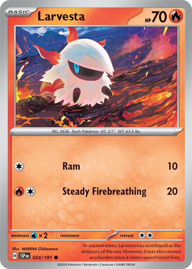 Larvesta [Reverse Holo] (024/191) - Surging Sparks