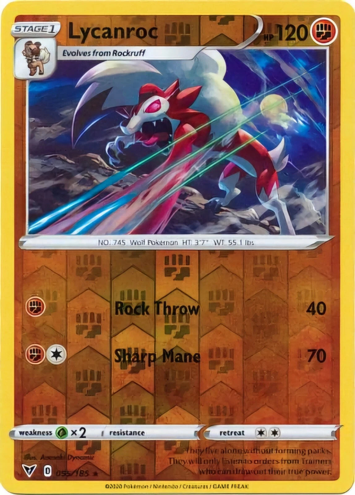 Lycanroc Reverse Holo (095/185) - Vivid Voltage