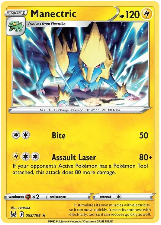 Manectric [Reverse Holo] (055/196) - Lost Origin