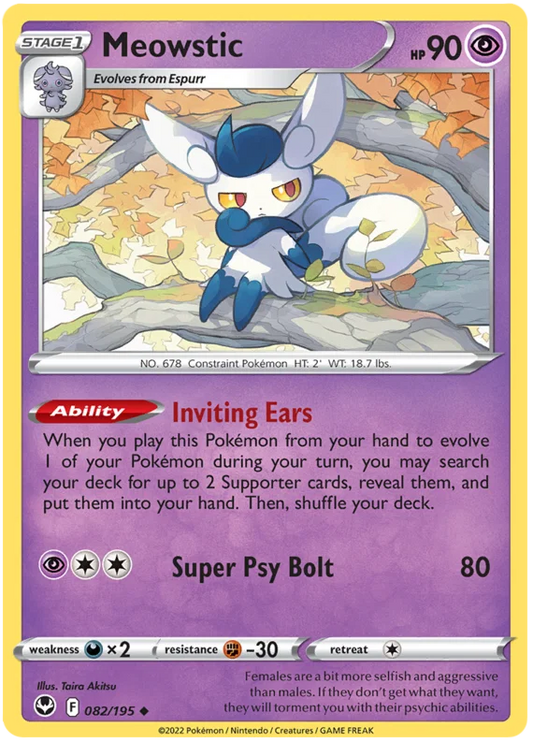 Meowstic [Reverse Holo] (082/195) - Silver Tempest