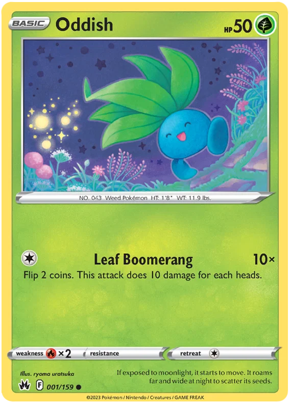 Oddish [Reverse Holo] (001/159) - Crown Zenith
