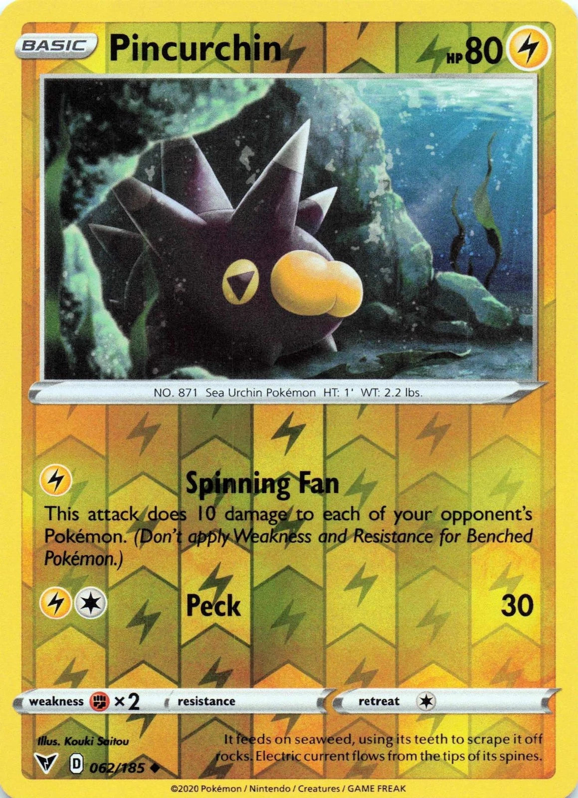 Pincurchin Reverse Holo (062/185) - Vivid Voltage