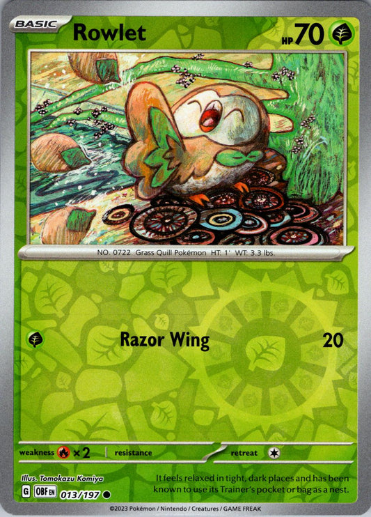 Rowlet Reverse Holo (013/197) - Obsidian Flames