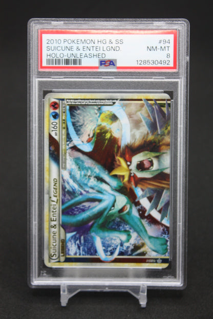 Suicune & Entei Holo [Legend] #94 - Unleashed - PSA 8