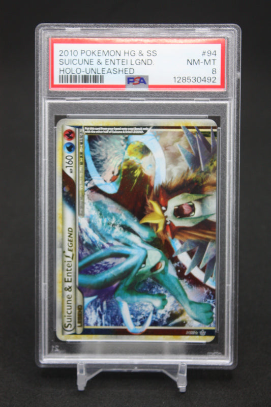 Suicune & Entei Holo [Legend] #94 - Unleashed - PSA 8