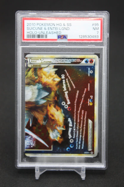 Suicune & Entei Holo [Legend] #95 - Unleashed - PSA 7