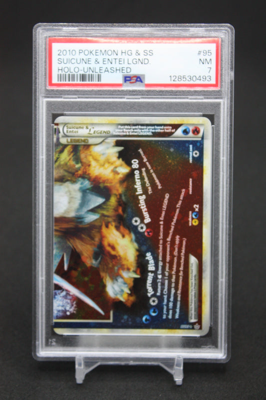 Suicune & Entei Holo [Legend] #95 - Unleashed - PSA 7