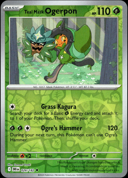 Teal Mask Ogerpon Reverse Holo (026/182) - Destined Rivals