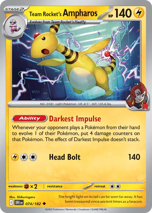 Team Rocket's Ampharos (074/182) - Destined Rivals