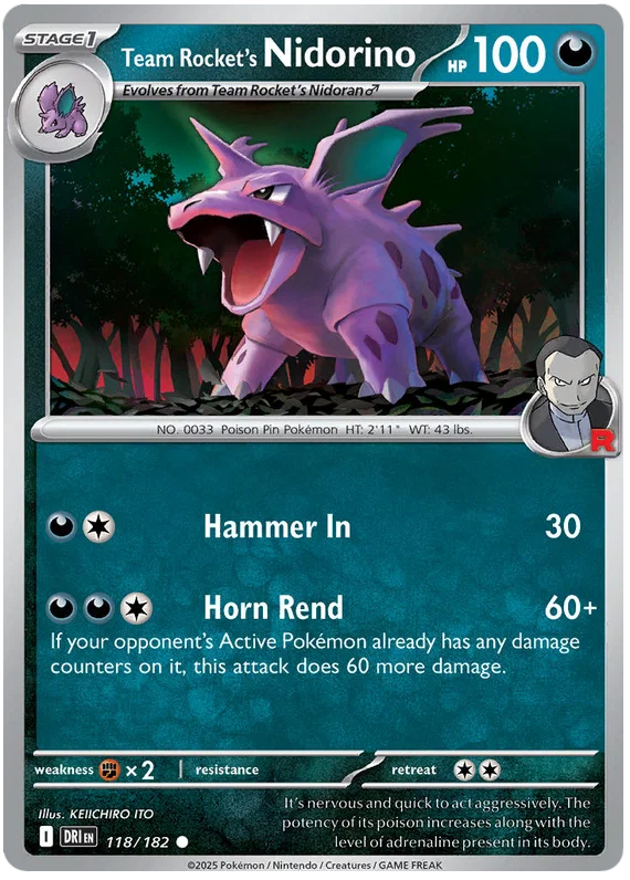 Team Rocket's Nidorino (118/182) - Destined Rivals