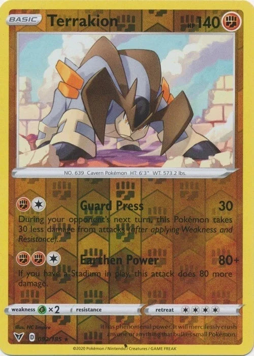 Terrakion Reverse Holo (092/185) - Vivid Voltage