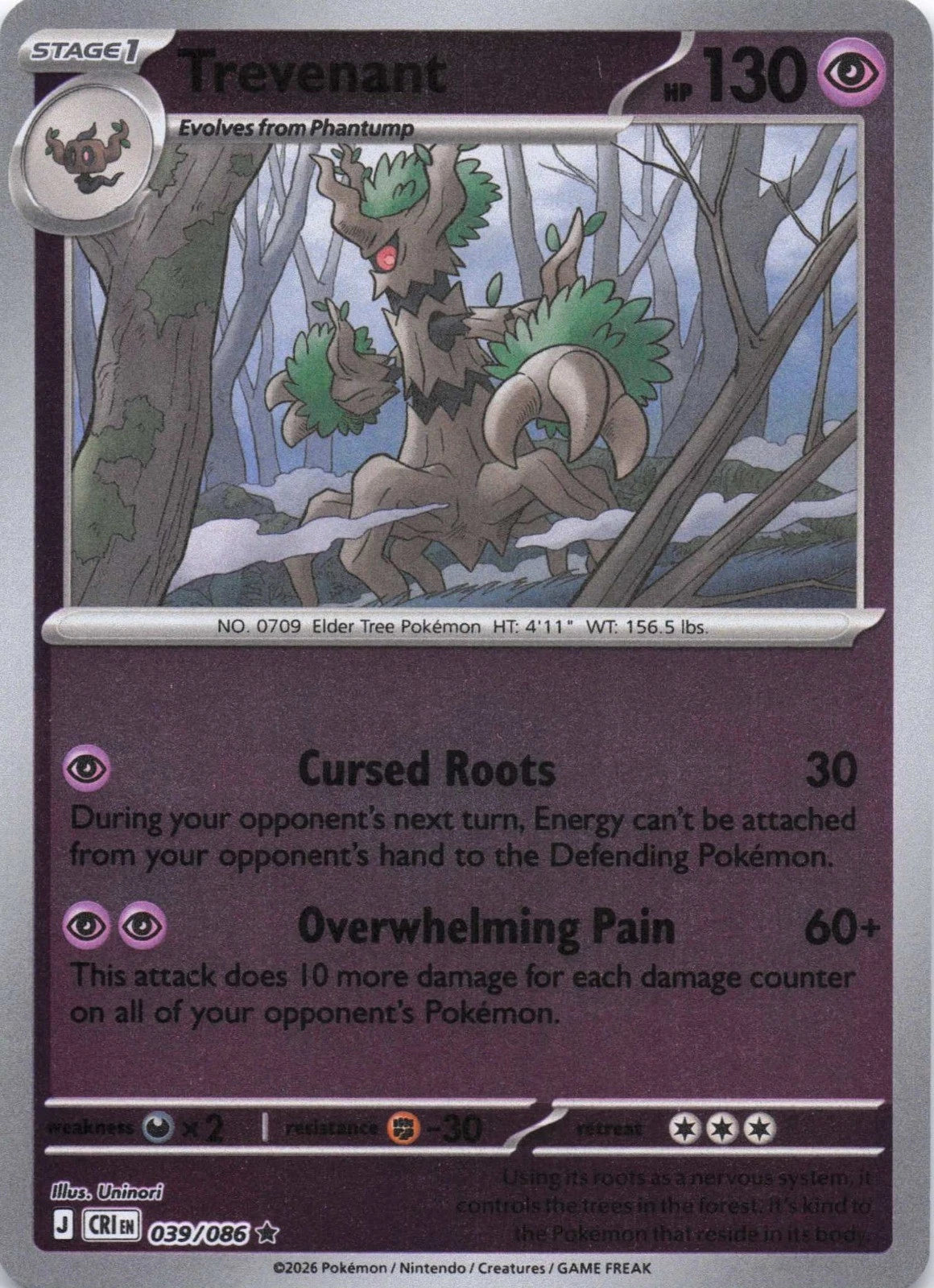 Trevenant Reverse Holo (039/086) - Chaos Rising