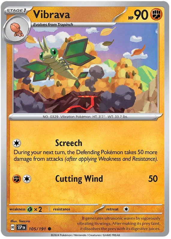 Vibrava [Reverse Holo] (105/191) - Surging Sparks