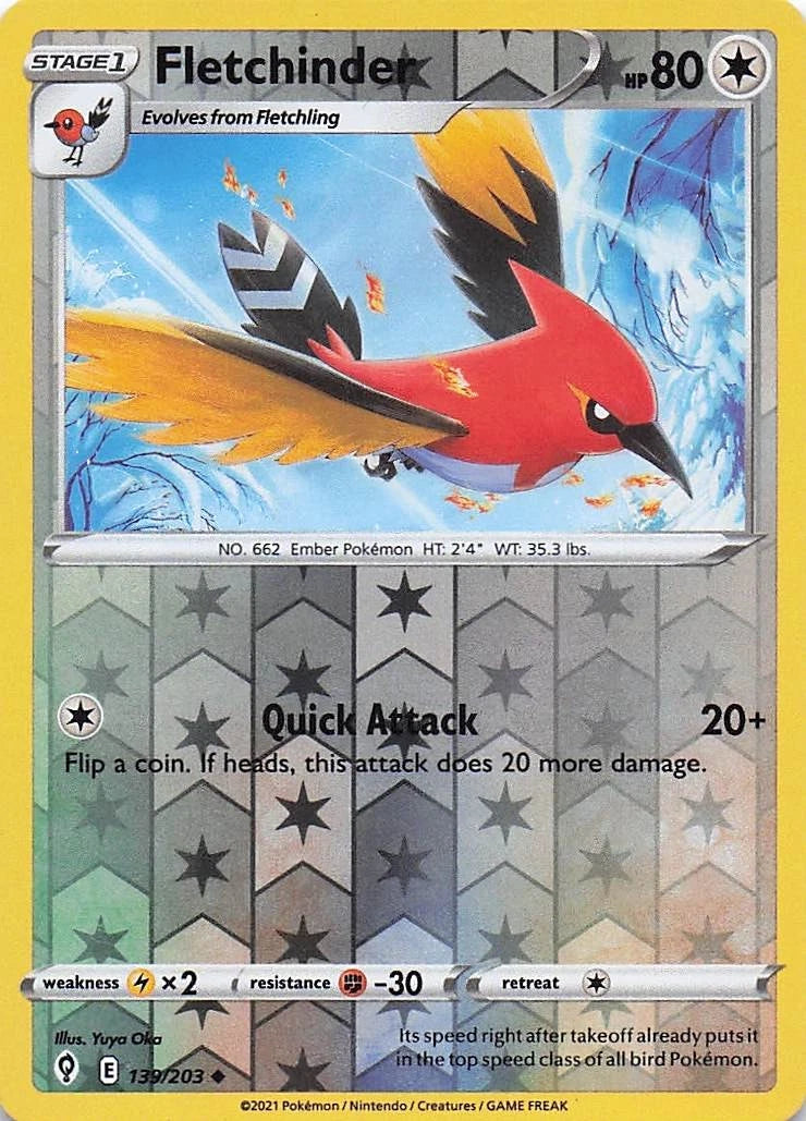 Fletchinder Reverse Holo (139/203) - Evolving Skies