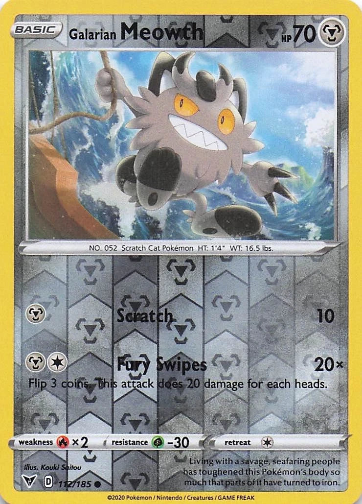 Galarian Meowth Reverse Holo (112/185) - Vivid Voltage