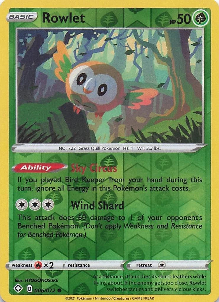 Rowlet Reverse Holo (006/072) - Shining Fates