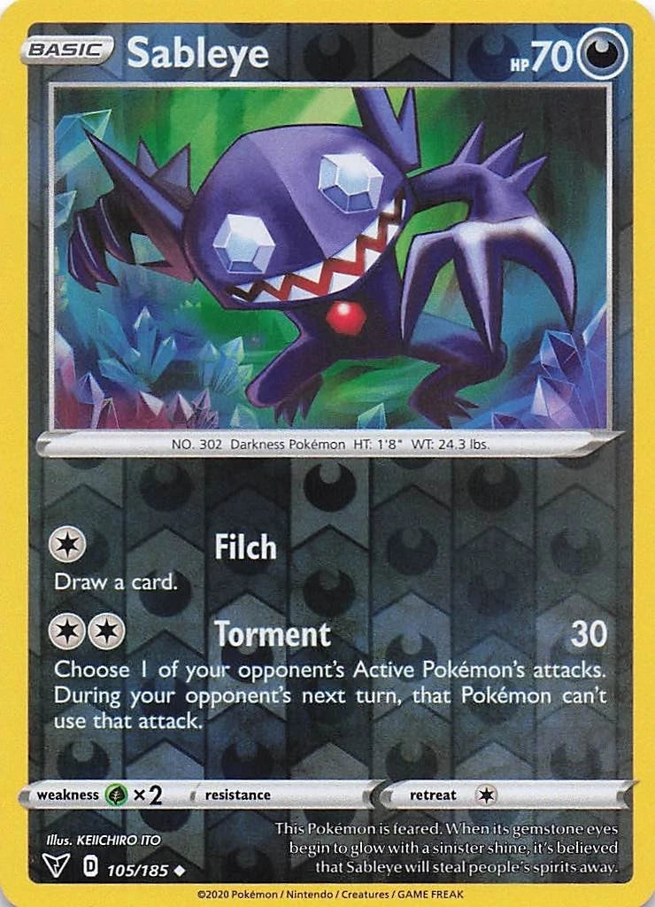 Sableye Reverse Holo (105/185) - Vivid Voltage
