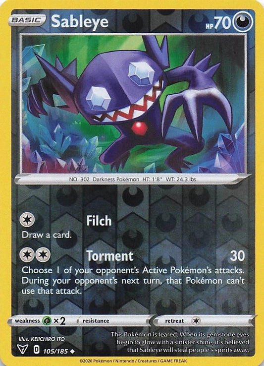 Sableye Reverse Holo (105/185) - Vivid Voltage