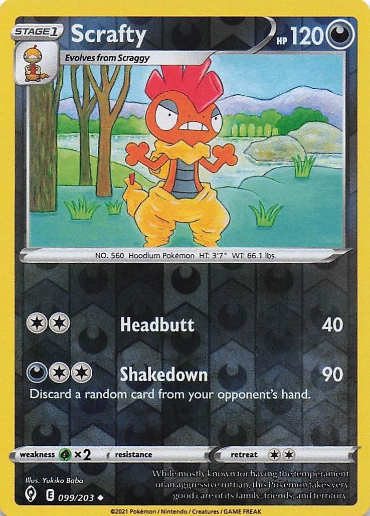 Scrafty Reverse Holo (099/203) - Evolving Skies
