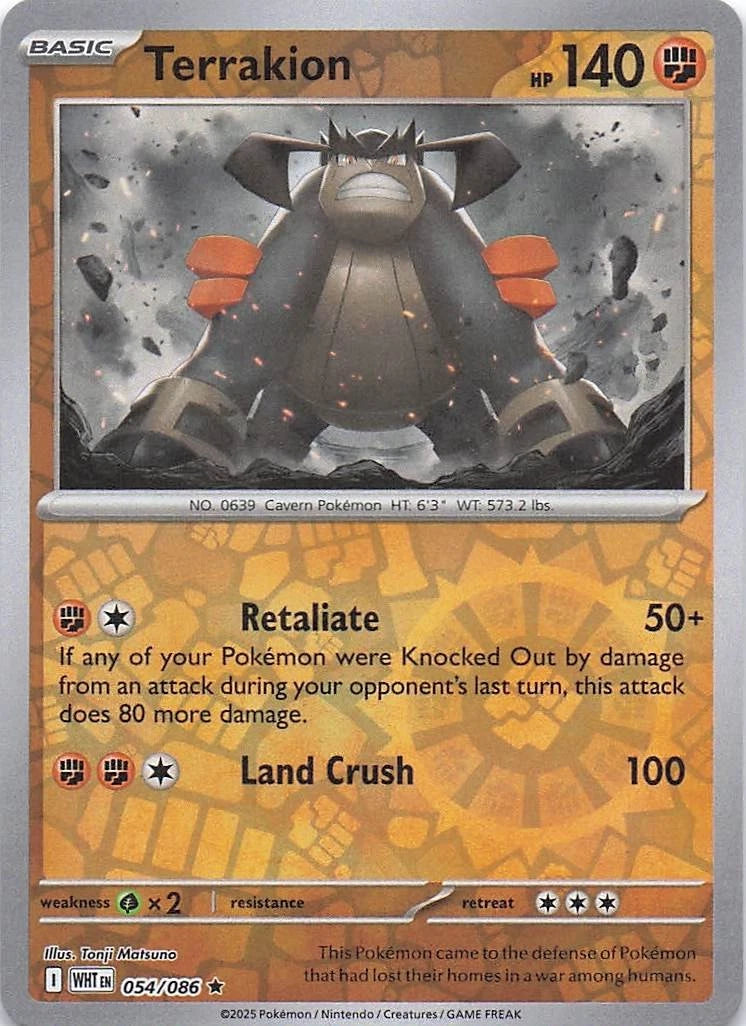 Terrakion Reverse Holo (054/086) - White Flare